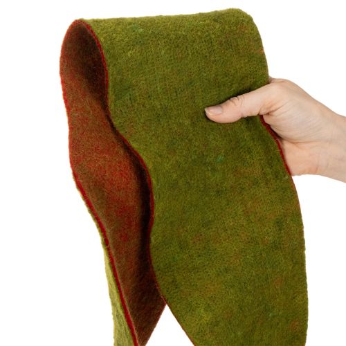 Ruban de feutrine de laine bicolore vert/rouge, 15 cm x 5 m, idéal pour décorer les pots de fleurs. | Floristik24.be
