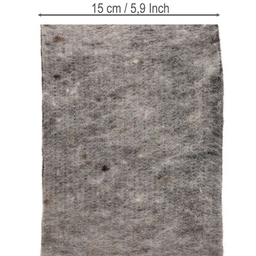 Charnière pour pot en feutre de laine bicolore, gris/noir, 15 cm x 5 m | Floristik24.be