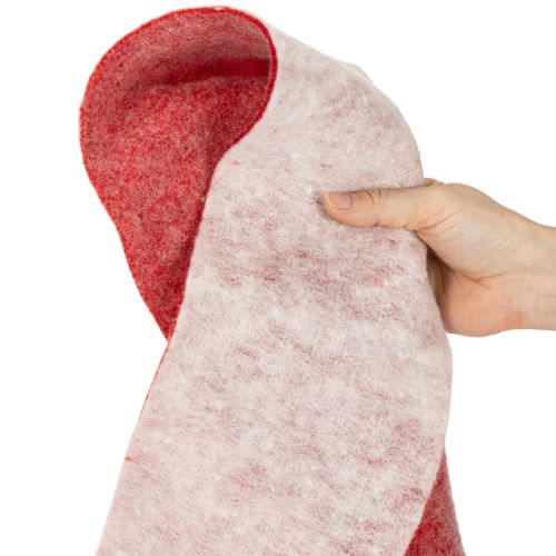 Ruban en feutrine, 100 % laine, bicolore, pour dessous de plat, ruban en feutrine blanc/rouge, 15 cm x 5 m | Floristik24.be