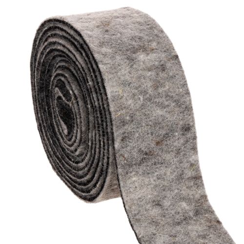 Ruban en feutrine, sangle pour casserole, 100 % laine, gris/noir, 7,5 cm de large, 5 m de long acheter | Floristik24.be