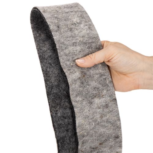 Ruban en feutrine, sangle pour casserole, 100 % laine, gris/noir, 7,5 cm de large, 5 m de long | Floristik24.be