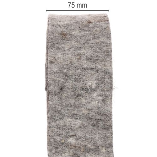 Ruban en feutrine, sangle pour casserole, 100 % laine, gris/noir, 7,5 cm de large, 5 m de long | Floristik24.be