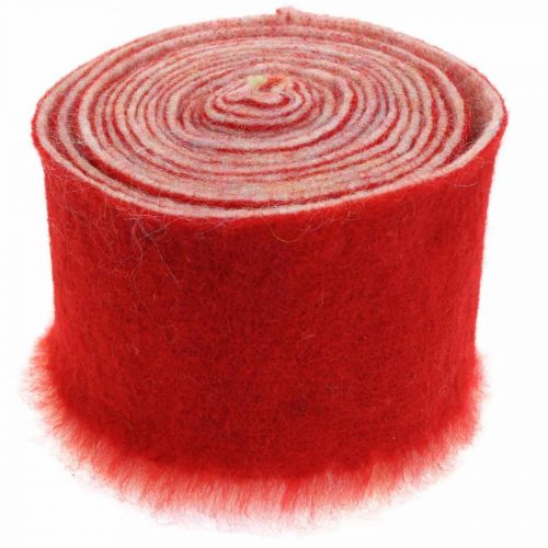 Floristik24 Ruban feutre décoration bicolore rouge, blanc Pot ruban Noël 15cm × 4m