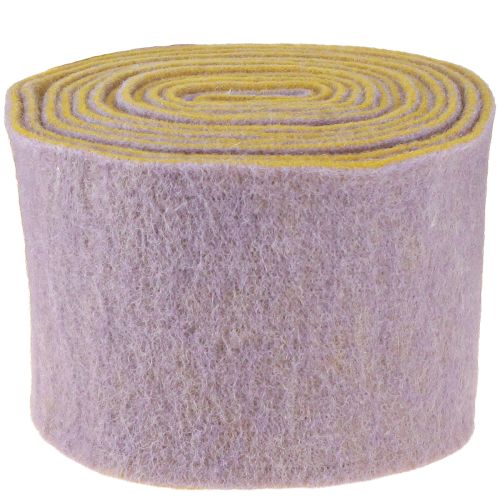Article Ruban feutre, ruban pot, ruban laine bicolore jaune moutarde, violet 15cm 5m