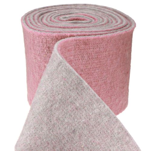 Floristik24 Ruban feutre, ruban pot bicolore vieux rose/gris 15cm 5m