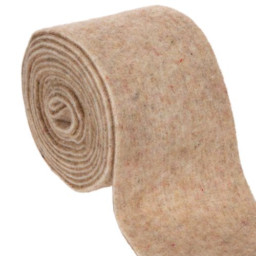 Ruban en feutrine de laine bicolore, vendu au mètre pour projets créatifs, marron/blanc, 15 cm x 5 m acheter | Floristik24.be