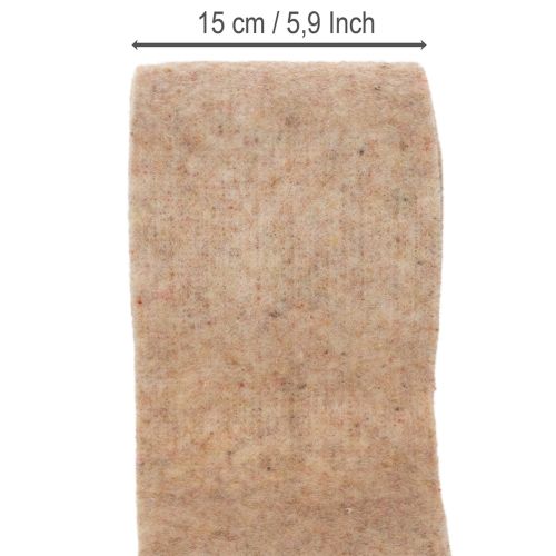 Ruban en feutrine de laine bicolore, vendu au mètre pour projets créatifs, marron/blanc, 15 cm x 5 m | Floristik24.be