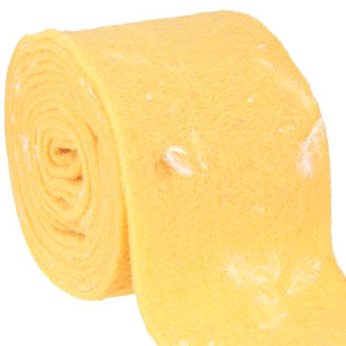 Article Ruban en feutre ruban de laine tissu décoratif plumes jaunes feutre de laine 15cm 5m