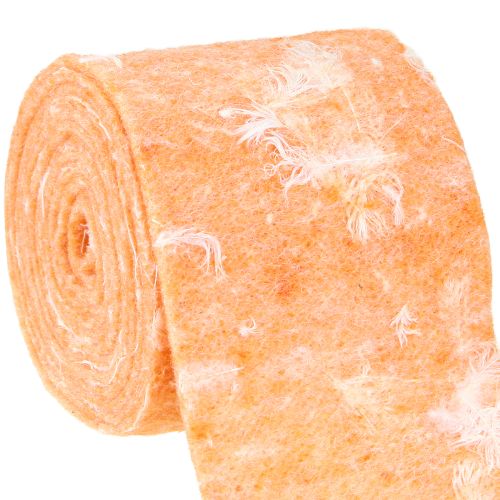 Floristik24 Ruban en feutre ruban de laine tissu décoratif plumes orange feutre de laine 15cm 5m