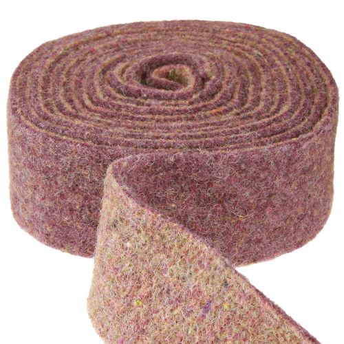 Floristik24 Ruban en feutre ruban de laine tissu décoratif rouge vin beige 7,5cm 5m