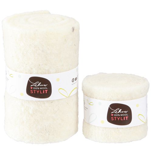 Article Ruban en feutre Ruban en laine Blanc L7cm/15cm L100/100cm Lot de 2