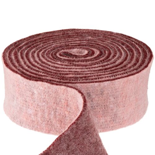 Ruban de feutre bicolore, ruban de pot, ruban de feutre de laine rose rouge 7,5 cm 5 m