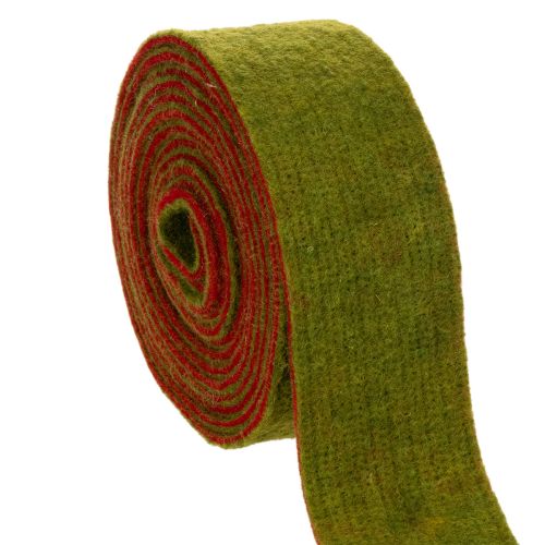 Ruban en feutrine bicolore pour dessous de plat, 100 % laine, rouge/vert, 7,5 cm de large, 5 m de long acheter | Floristik24.be