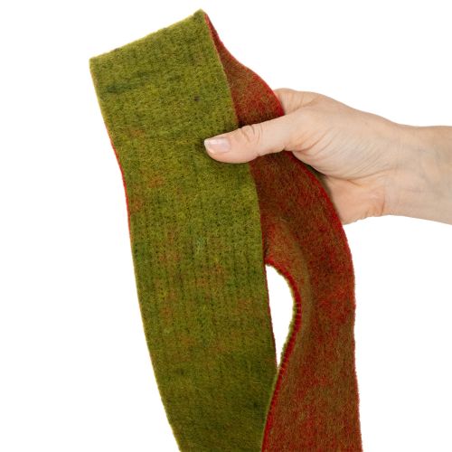 Ruban en feutrine bicolore pour dessous de plat, 100 % laine, rouge/vert, 7,5 cm de large, 5 m de long | Floristik24.be
