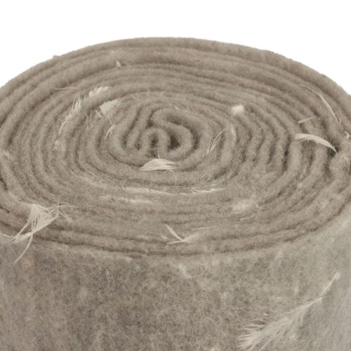 Article Ruban en feutre ruban de laine tissu décoratif plumes grises feutre de laine 15cm 5m