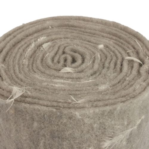 Floristik24 Ruban en feutre ruban de laine tissu décoratif plumes grises feutre de laine 15cm 5m
