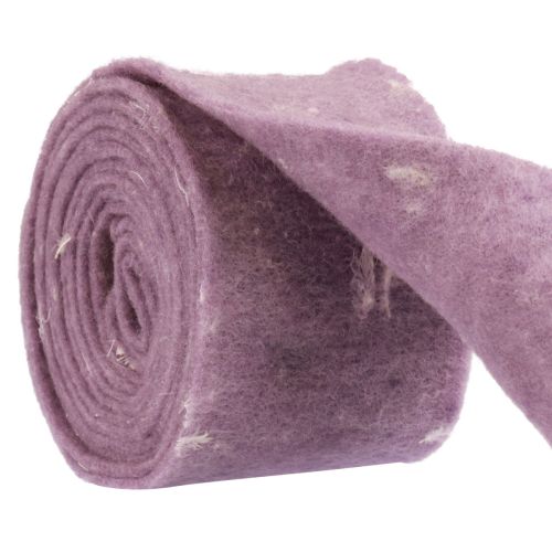 Floristik24 Ruban en feutre ruban de laine tissu décoratif plumes violettes feutre de laine 15cm 5m