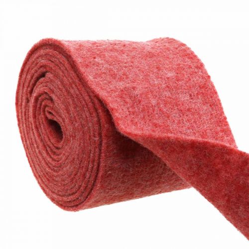 Ruban de feutre, ruban de pot, feutre de laine rouge, blanc chiné 15cm 5m