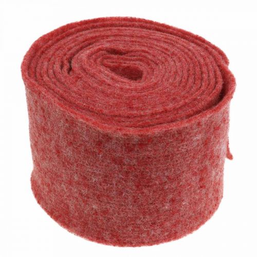 Floristik24 Ruban de feutre, ruban de pot, feutre de laine rouge, blanc chiné 15cm 5m