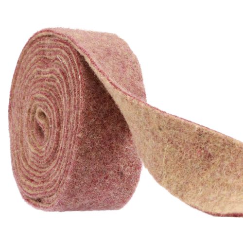 Article Ruban en feutre ruban de laine tissu décoratif rouge vin beige 7,5cm 5m