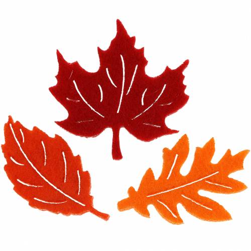 Floristik24 Saupoudrer de feuilles de feutre d'automne déco rouge, orange 3.5cm 36pcs
