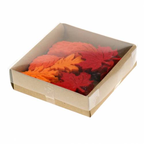 Floristik24 Saupoudrer de feuilles de feutre d'automne déco rouge, orange 3.5cm 36pcs