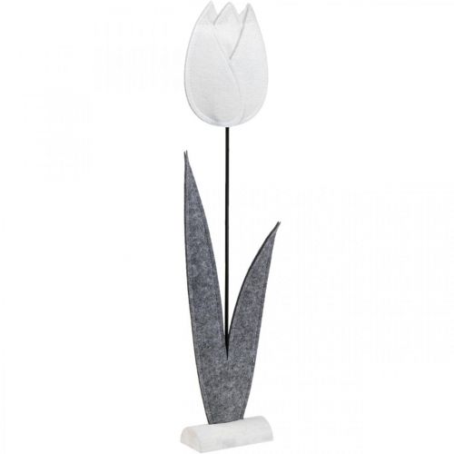 Floristik24 Fleur en feutre feutre déco fleur tulipe blanc H68cm