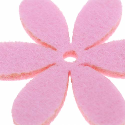 Floristik24 Fleur en feutre Ø4,5cm rose, blanc, rose 54pcs assortis
