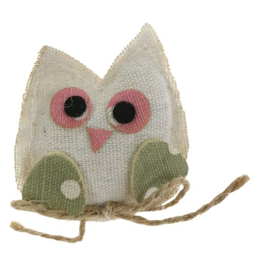 Floristik24 Tissu déco hiboux 6cm rose / vert / blanc 6pcs