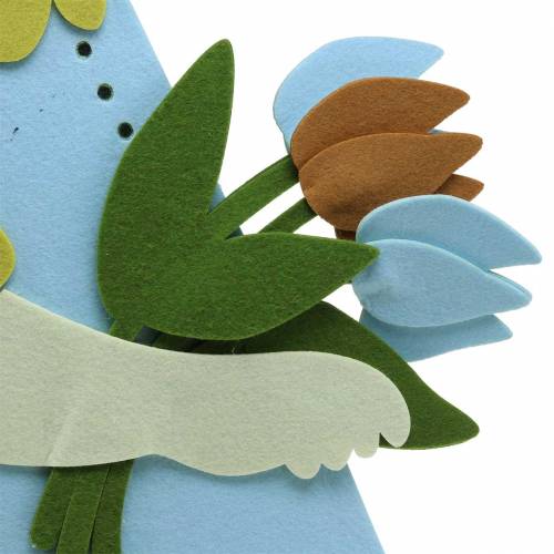 Floristik24 Grand lapin de Pâques en feutre crème, bleu clair, décoration de fenêtre 44cm H101cm
