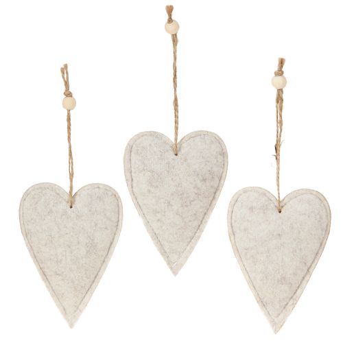 Article Pendentifs en forme de cœur en feutre dans un ensemble – Cœurs décoratifs romantiques avec broderie 12 cm 6 pièces