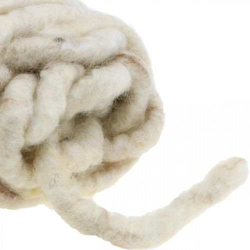 Article Cordon feutre fil mèche cordon laine blanc jaune marron L30m