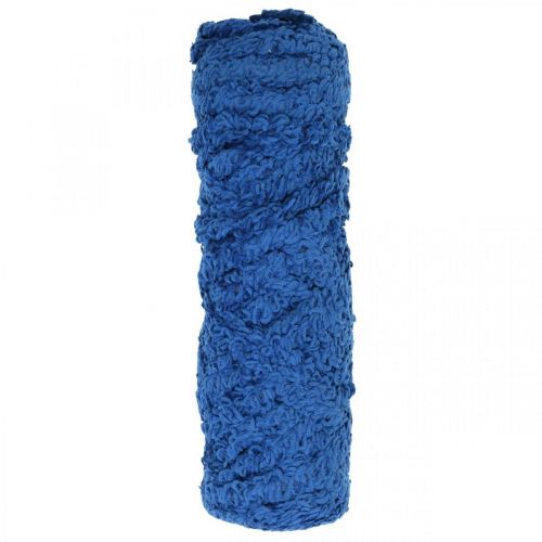 Floristik24 Cordon feutre polaire Mirabell annelé bleu 35m