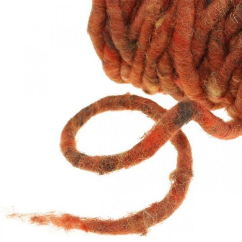 Floristik24 Cordon feutre cordon polaire marron, fil laine de mouton rouge 20m
