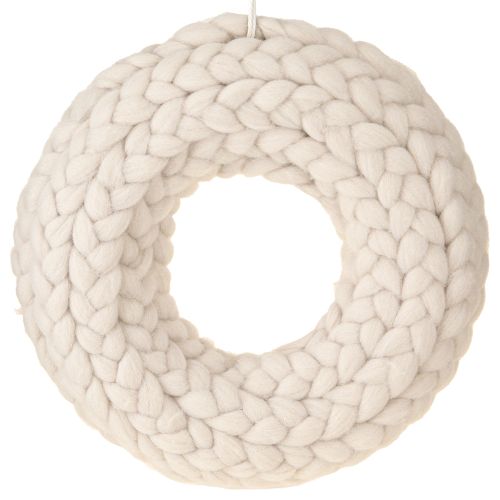 Floristik24 Couronne décorative en feutre tressé beige à suspendre Ø25cm