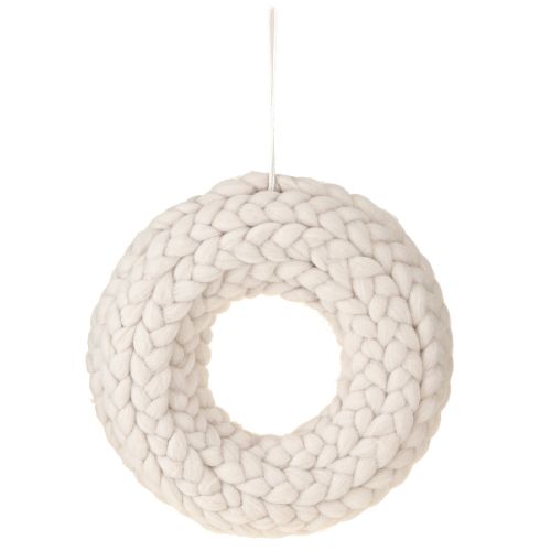 Article Couronne décorative en feutre tressé beige à suspendre Ø25cm