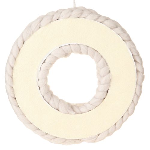 Article Couronne décorative en feutre tressé beige à suspendre Ø25cm
