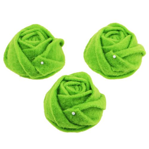 Floristik24 Feutrine vert rose Ø8cm H4.5cm 6pcs