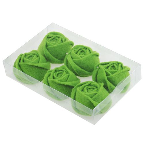Floristik24 Feutrine vert rose Ø8cm H4.5cm 6pcs