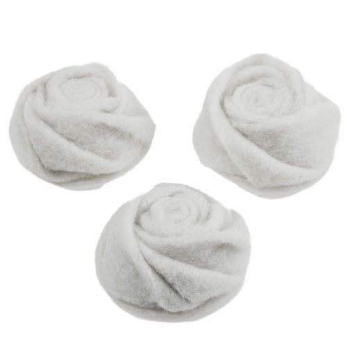 Floristik24 Feutre rose blanc Ø8cm H4cm 6pcs