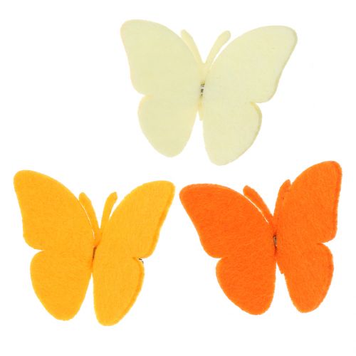 Floristik24 Papillons en feutrine sur clip 7 cm 24 p.