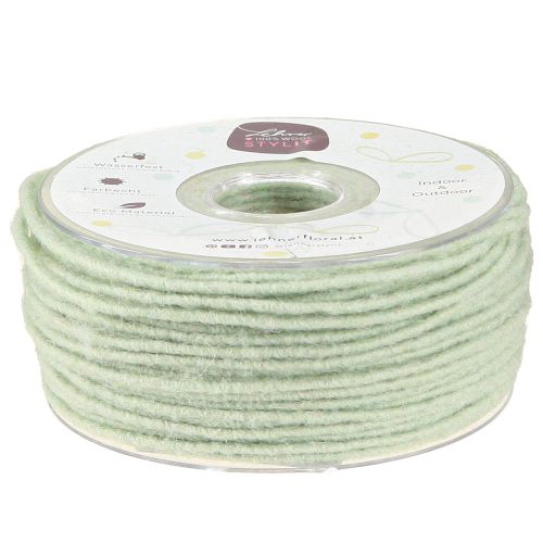 Floristik24 Cordon de feutre, fil de laine, fil de mèche, menthe 100 m