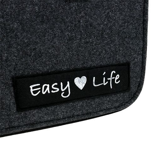 Floristik24 Sac en feutre &quot;Easy Life&quot; 39cm x 22cm x 25,5cm gris