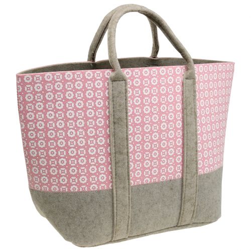 Floristik24 Sac en feutre rose-gris avec motif 55cm x 36cm x 18cm