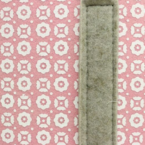 Floristik24 Sac en feutre rose-gris avec motif 55cm x 36cm x 18cm