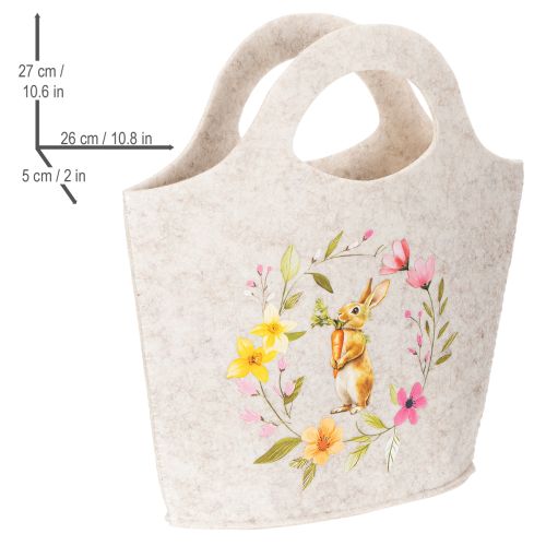 Article Sac en feutrine avec un adorable lapin de Pâques, idéal pour le printemps et l'été, 27 cm, lot de 4