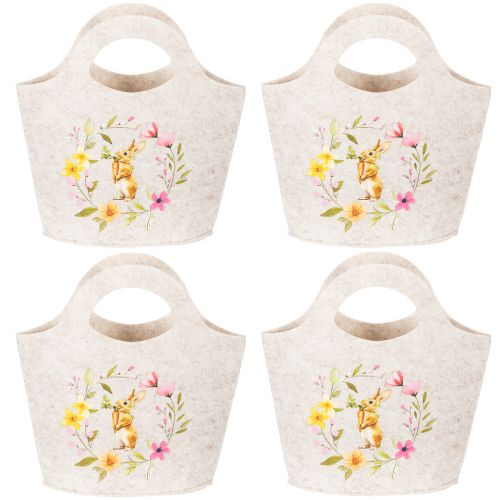 Article Sac en feutrine avec un adorable lapin de Pâques, idéal pour le printemps et l'été, 27 cm, lot de 4