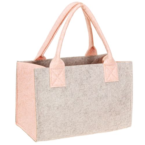Article Sac en feutre avec motif floral – Sac cadeau et shopping durable en gris et rose 26 cm 2 pièces