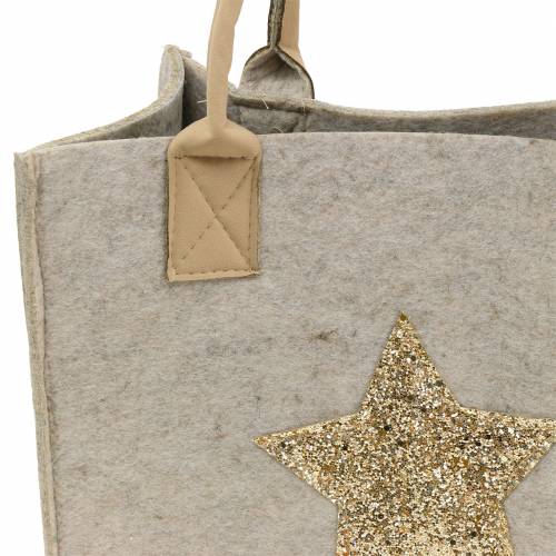 Floristik24 Sac en feutre avec paillettes étoiles nature set de 2