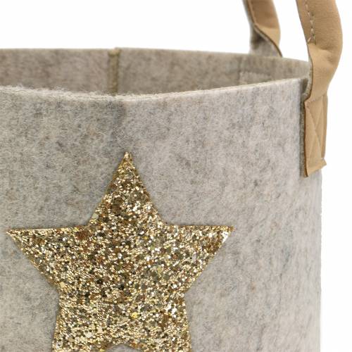 Floristik24 Sac en feutre rond avec étoile pailletée, lot de 2